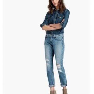 Lucky Brand Sienna Slim Boyfriend Jeans Destroyed Broken-In Bixel Blue 14/32